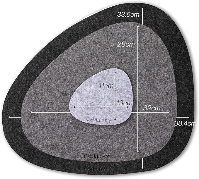 Chillify Table Coaster Set | Non-Slip, Heat-Resistant, Washable Placemats | Suitable for Garden | Gray Oval | 2x3 Inches (Set of 2)