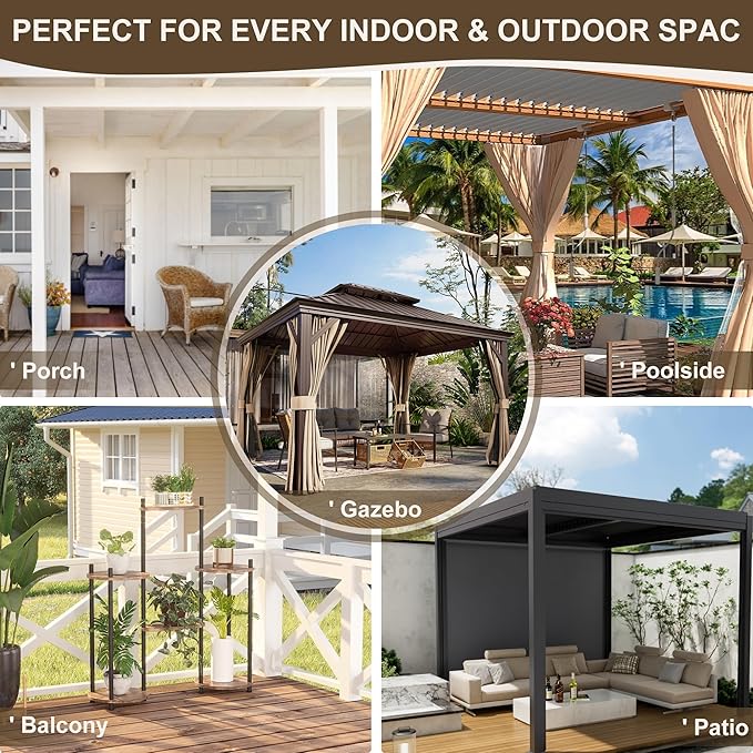 HolidayIdeas Outdoor Patio Curtains Waterproof with Rod Pocket 6 Panels 54x95 Inch- Protect Privacy & Weatherproof Balcony Outdoor Curtains for Apartments,Porch, Gazebo, Pergola, Silver Grey