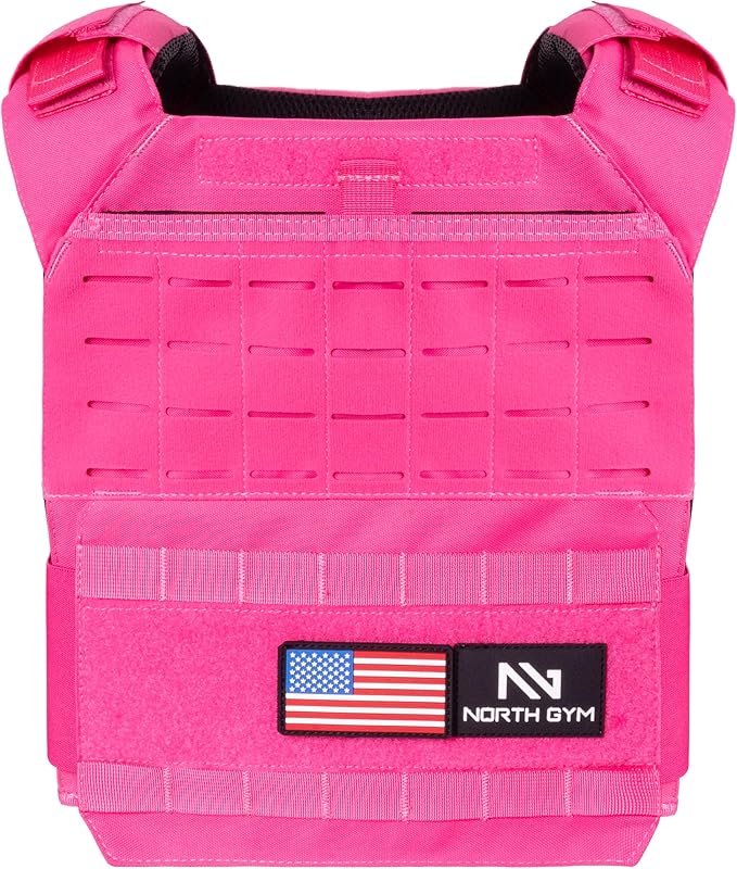 Northgym Adjustable Weighted Vest/Incl. 3D Weight Plates in 14lbs / 20lbs/ 30lbs/ 42.5lbs - Optimized Weight Distribution and with Curved Plates for Running, Functional Training and Working Out