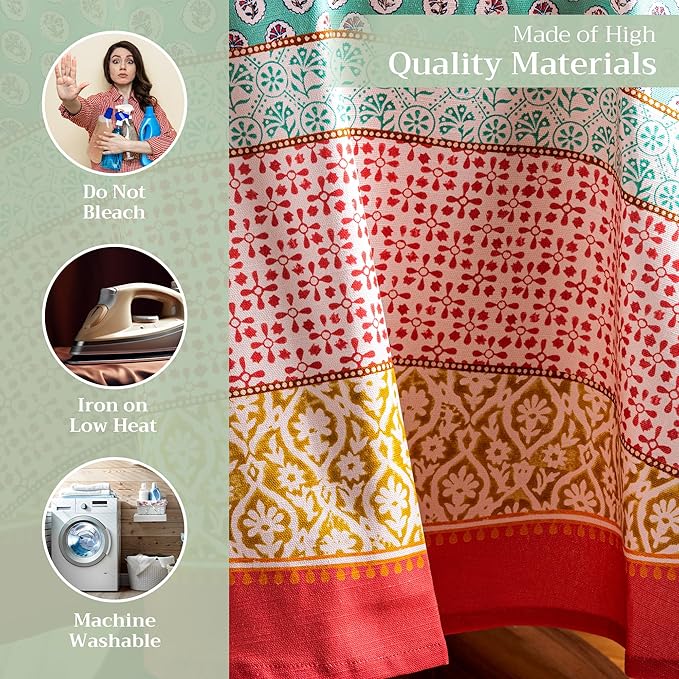 Maison d' Hermine Table Cloth Round Table 100% Cotton 63 Inches Tablecloth Reusable Decorative Everyday Use for Dining Room, Farmhouse, Home, Party, Festive & Wedding Spring Summer - Provence