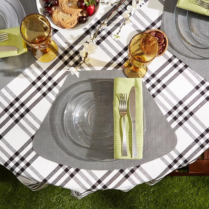 DII PVC Tabletop Collection Woven Indoor/Outdoor, Wedge Placemat Set, Gray, 6 Piece
