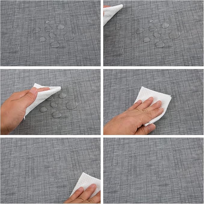 LIBERECOO Vinyl Tablecloth with Flannel Backing, Premium Gray, Waterproof, Stain-Resistant, Easy-Clean Table Cover for Dining, Kitchen, and Outdoor Use, 60" x 60" Square