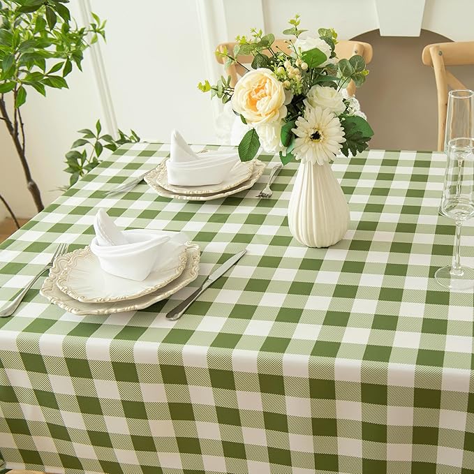 Classic Gingham Tablecloth Fabric - Oblong 58x120 Water Resistant Chequered Pattern Table Cloth for Indoor/Outdoor Use - Tabletop Cover for Birthday, Picnics, Gardens, and Parties