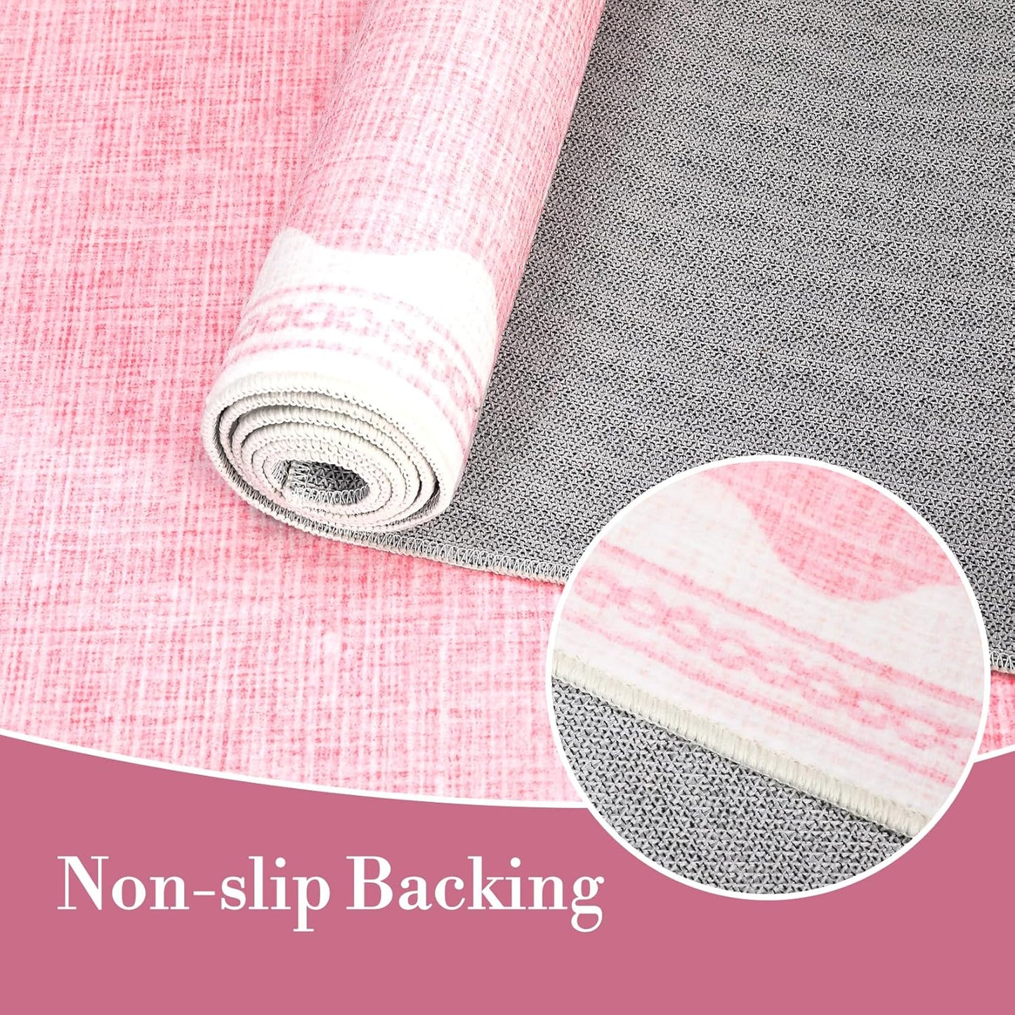 Scalloped Rug 4x6 Rugs for Entryway, Small Area Rugs Solid Pink Rug for Bedroom Girls, 4x6 Washable Rugs for Living Room, Non Slip Scalloped Bath Mat, Soft Dorm Nursery Carpet for Bedside