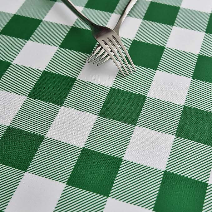 Waterproof Plaid Tablecloth Fabric - Oblong 52x70 Inch Classic Buffalo Tartan Table Cloth for Indoor/Outdoor Use - Washable Tabletop Cover for Dinner, BBQs, and Parties