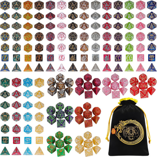 CiaraQ DND Dice Sets - 26 X 7 Polyhedral Dice (182pcs) with a Large Drawstring Bag for Dungeons and Dragons, Role Playing Table Game. Multiple Colors, Christmas/Halloween/Easter/Holiday Themed Dice