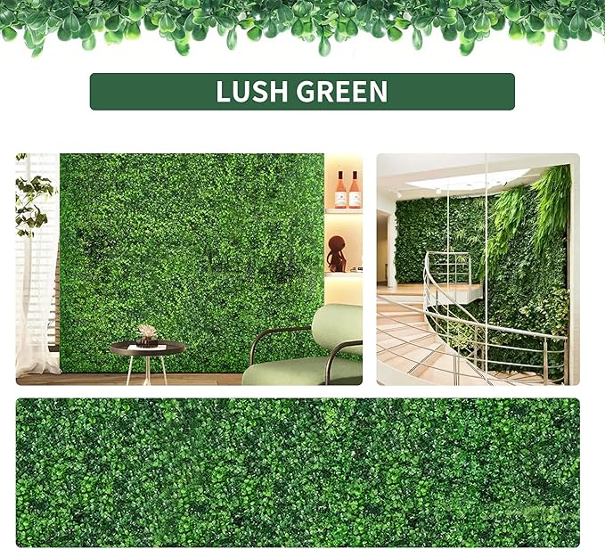 12PCS 24x16 Artificial Grass Wall Panels - Boxwood Privacy Screen UV Protected Waterproof Indoor Outdoor Garden Fence Backyard