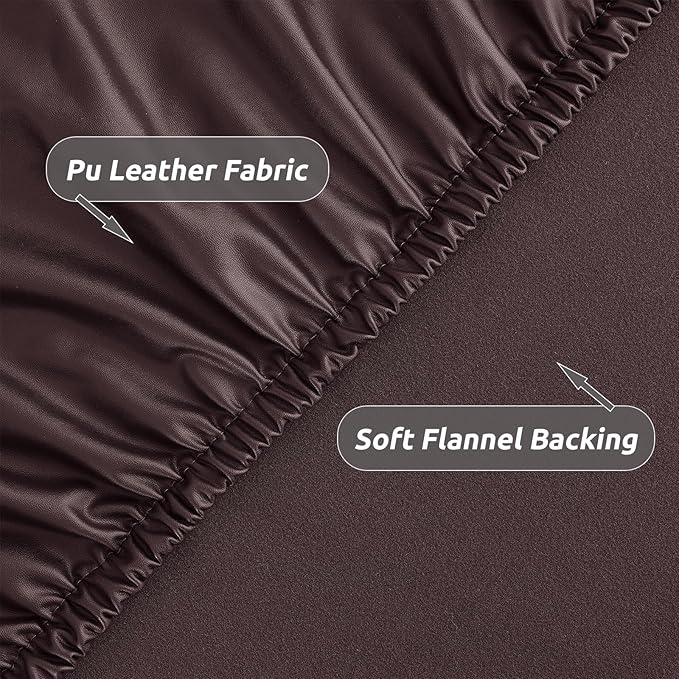 LURKA Round PU Leather Table Cover/Tablecloth with Elastic Hem – Waterproof, Oil-Proof, Scratch-Resistant, Wipeable Spill Protector for Dining Table, Kitchen, Outdoor Party (Coffee, 4FT-Round)