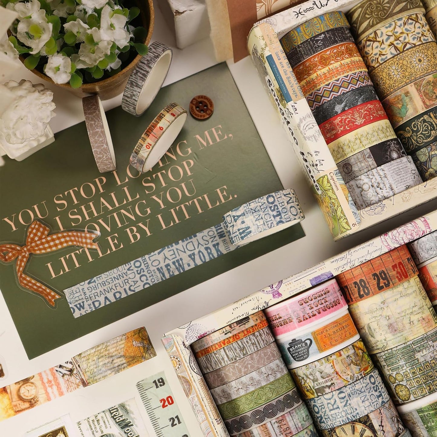 Vintage Washi Tape Set - 24 Rolls Arts Adhesive Tapes Assorted Retro Decorative Masking Tape Sets for Craft, Kids, Scrapbook, DIY, Gift Wrapping (12-Mystic Tarot)