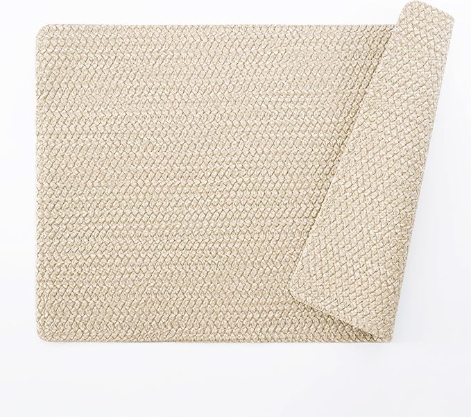 POLYTE Indoor/Outdoor Washable Woven Vinyl Table Dining Placemats, Set of 4