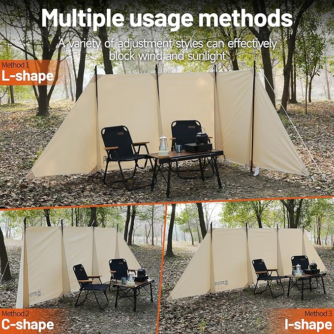 Himalaya Camping Windbreaks Privacy Fence Stove Windshield Shelter Wind Screen Windproof Multifunctional Portable Lightweight for Outdoor Camping (Pearl White)