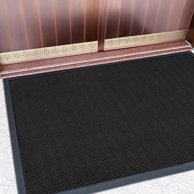 Outdoor Indoor Door Mats for Entryway, Heavy Duty and Durable All-Weather Entry Mat, Low Profile, Non-Slip and Easy Clean Outdoor Doormat for Entrance, Patio and Garage(Black 47"x31")