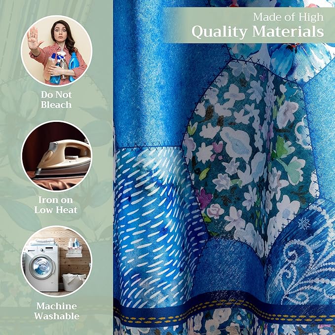 Maison d' Hermine Table Cloth Round Table 100% Cotton 63 Inches Tablecloth Reusable Decorative Everyday Use for Dining Room, Farmhouse, Home, Party, Festive & Wedding Spring Summer - Summer Blues