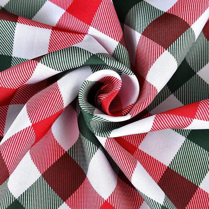 Classic Gingham Buffalo Xmas Tablecloth Fabric - Oblong 58x144 Inch Water Proof Checkered Table Cloth for Indoor Outdoor - Red Christmas Plaid Table Cover for Christmas, Holiday, New Year