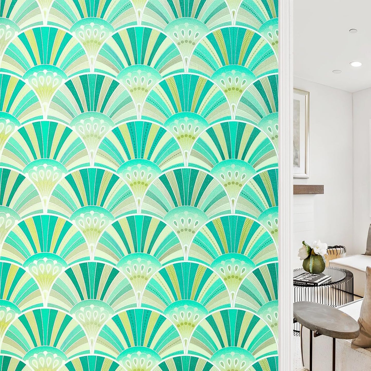 Beautyhero Window Privacy Film, Frosted Reeded Glass Cling, 3D Decorative Coverings with UV Blocking, Static Cling Tint for Bathroom Doors Cabinet