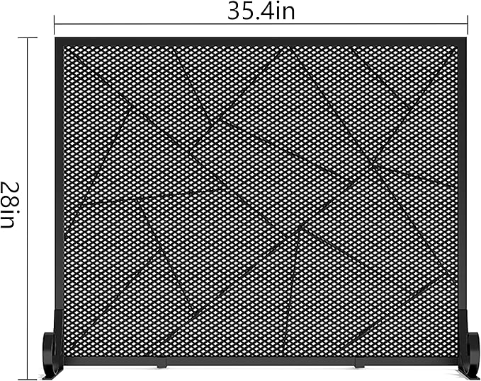 Fire Beauty Fireplace Screen Decorative Mesh Geometric Fire Spark Guard Gate Cover for Home