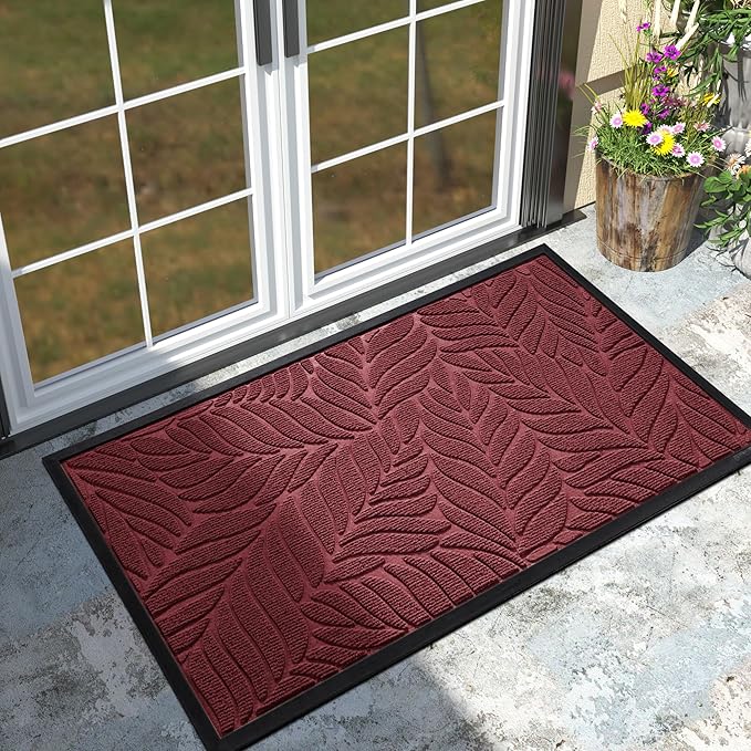 Yimobra 47x32 Large Door Mat Outdoor Indoor, All-Season Waterproof Door Mat Outside Entrance, All-Weather Non-Slip Outside Doormat for Garage Patio Entryway, Red