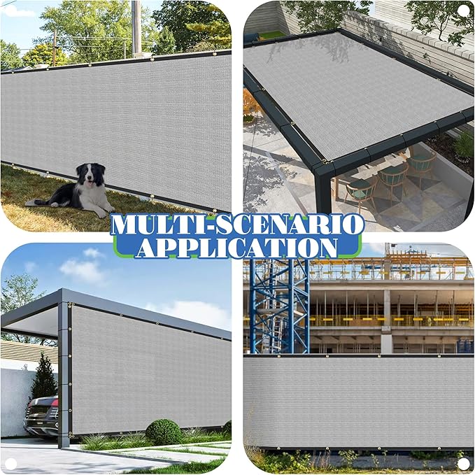 ECOOPTS 4'x2' Privacy Fence Screen Windscreen with Copper Grommets, Fit for Commercial Fence and Residential Garden Outdoor 90% UV Blockage, Cable Zip Ties Included (Gray)