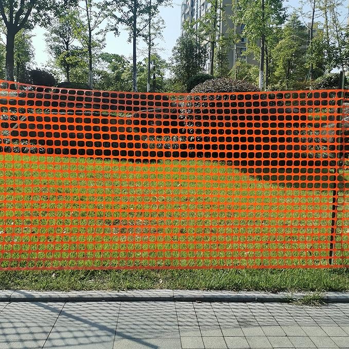 Safety Fence Plastic Mesh Fencing Roll, 4'x100' Feet 1 Roll with 100 Zip Ties, Temporary Reusable Netting for Snow Fence, Garden, Construction and Animal Barrier (Orange LW 15.43 lb/roll)