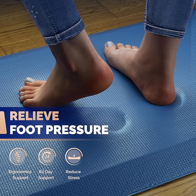 FEATOL Anti Fatigue Mat for Standing, 9/10 Extra Thick Ergonomic Standing Desk Mat, Comfort & Durable Memory Foam Standing Mat at Home,Office All Day (20" x 32", Blue, 1PC)