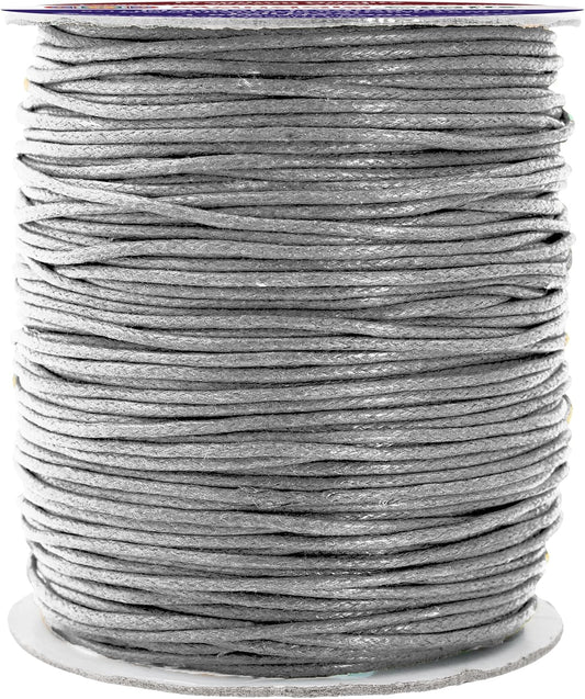 Mandala Crafts 1.5mm 109 Yards Gray Cotton Waxed Cord for Jewelry Making Bracelet Cord Waxed String - Beading String Thread Jewelry Cords for Necklaces String