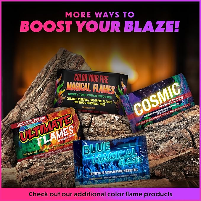 Magical Flames Fire Color Packets (5 Pack), Vibrant Multi-Color Fire for Fire Pits, Campfires, Bonfires & Fireplaces - Camping Essentials & Outdoor Party Accessories