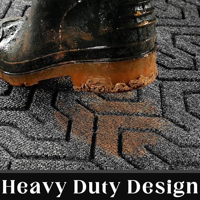 Yimobra Extra Large Door Mat Outside Entrance 60x36, Waterproof Heavy Duty Outdoor Mats for Front Door, Non Slip Rubber Entry Mat for Garage Patio Indoor, Easy Clean, Mix Grey