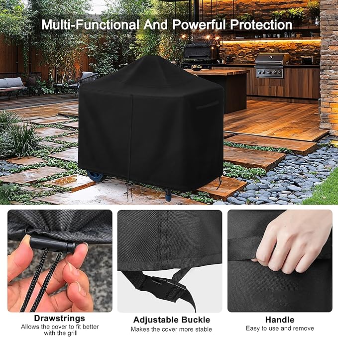 Charcoal Grills Cover for SNS Grills 22", 420D Heavy Duty Water-Resistant BBQ Grill Cover Outdoor Grill Cover Waterproof Griddle Covers with Drawstring, Black