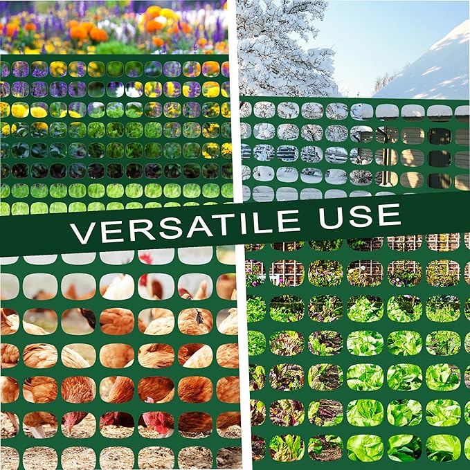 Safety Fence Plastic Mesh Fencing Roll, 4'x100' Feet 1 Roll with 100 Zip Ties, Temporary Reusable Netting for Snow Fence, Garden, Construction and Animal Barrier