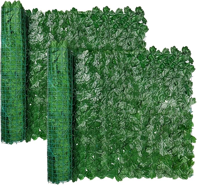 iCover 2PK 39 * 98in Artificial Ivy Privacy Fence Screen Cover, Highly Dense Leaves Wtih Strengthened Joint Prevent Leave Falling Off, Faux Hedge Panels Greenery Vines, Decorative Fences
