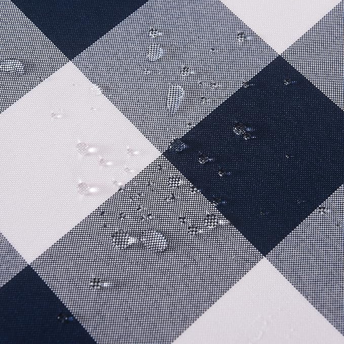 Cupuamon 2 Pack Waterproof Polyester Fabic Rectangle Checkered Tablecloth，60x120 Outdoor Table Cloth，Oil Stain Prevention Table Cloth for Pinics and Parties（Navy and White）