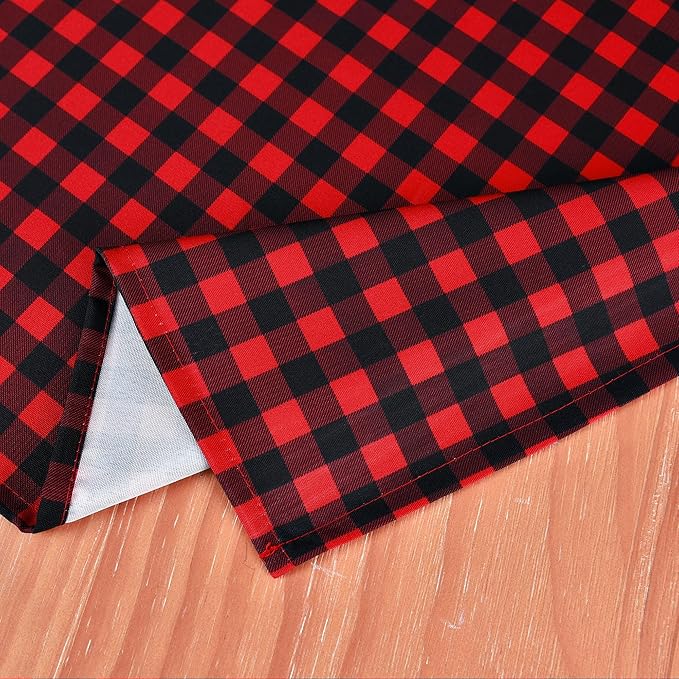 Gingham Xmas Tablecloth Fabric - Oblong 58x120 Water Resistant Christmas Plaid Table Cloth for Indoor/Outdoor Use - Red Tabletop Cover Perfect for Birthday, Picnics, Gardens