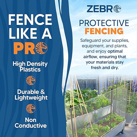 ZEBRO Plastic Hardware Mesh Screen & Fence Roll (2' x 15' White) - Plastic Indoor or Outdoor Balcony, Patio & Porch Netting - Safety Barrier Plastic Fence to Protect Pets & Kids Around The Home