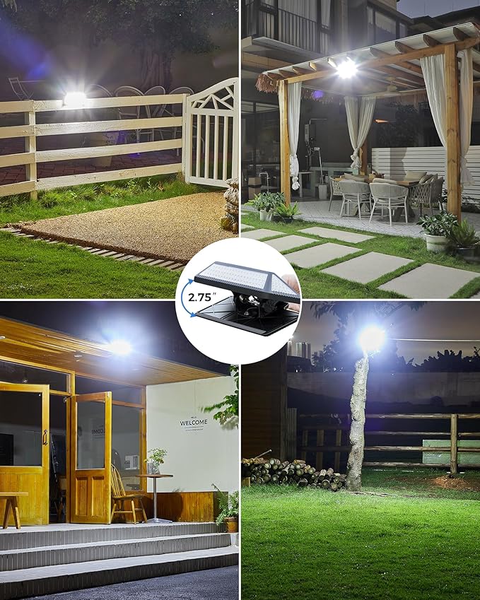 Large Clip on Solar Lights Outdoor, 208 LEDs 1000Lum Bright Solar Security Light with Motion Sensor, 3 Ways -Mount, Portable Solar Outdoor Lights for Fence Gutter Garage Yard (2Pack)