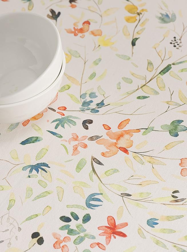 Maison d' Hermine Table Cloth Round Table 100% Cotton 63 Inches Tablecloth Reusable Decorative Everyday Use for Dining Room, Farmhouse, Home, Party, Festive & Wedding Spring Summer - Colmar