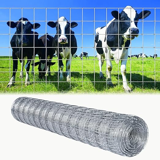 Farm Fence 6ft x 164ft Heavy Zinc Coating Cattle Deer Goat Fence,Galvanized Field Wire Fencing,Hog Wire Fencing for Yard Livestock & Animals Protection