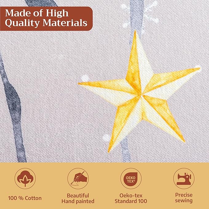 Maison d' Hermine Table Cloth Square Table 100% Cotton 54 x 54 Inches Fall Tablecloth Reusable Everyday Use for Thanksgiving Christmas Decorations Dining Farmhouse Party (Fairy Christmas)