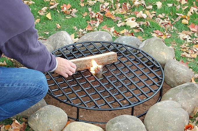 Walden Backyards Round Fire Pit Grate - High Temperature Heavy Duty Steel Above Ground Firegrate for Outdoor Pits and Campfire - 24”