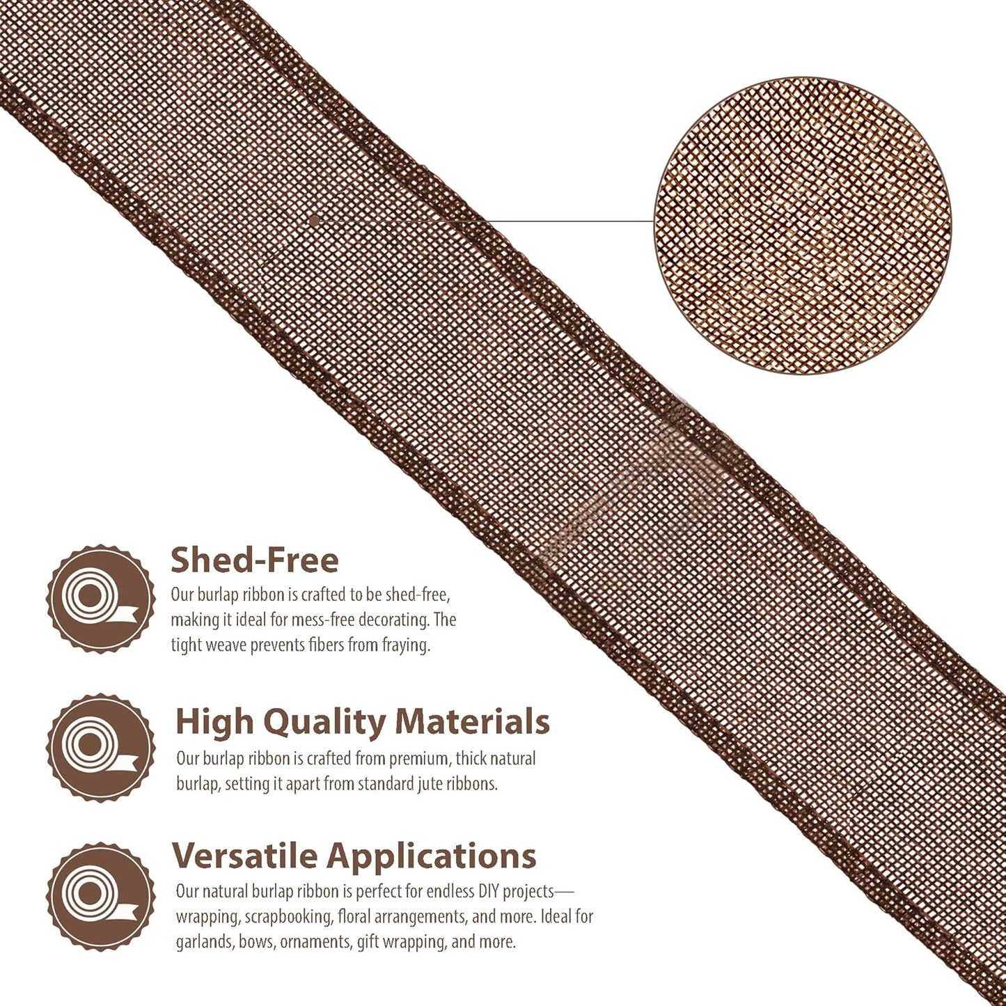 Mandala Crafts Brown Burlap Ribbon 2.5 Inches Wide Jute Ribbons for Crafts - 20 Yds Roll Rustic Burlap Wrap Trim Ribbons for Wreaths Bows Wedding Party Decoration