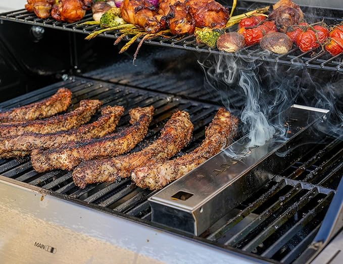 Monument Grills 4-Burner Liquid Propane Gas Smart bbq Grill Denali 425 with Stainless Steel Smoke Box(2 Items)