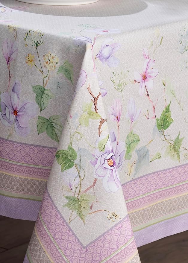 Maison d' Hermine Table Cloth Rectangle Table 100% Cotton 70 x 90 Inches Tablecloth Reusable Decorative for Dining Room, Farmhouse, Home, Party, Festive & Wedding Spring Summer - Magnolia Mornings