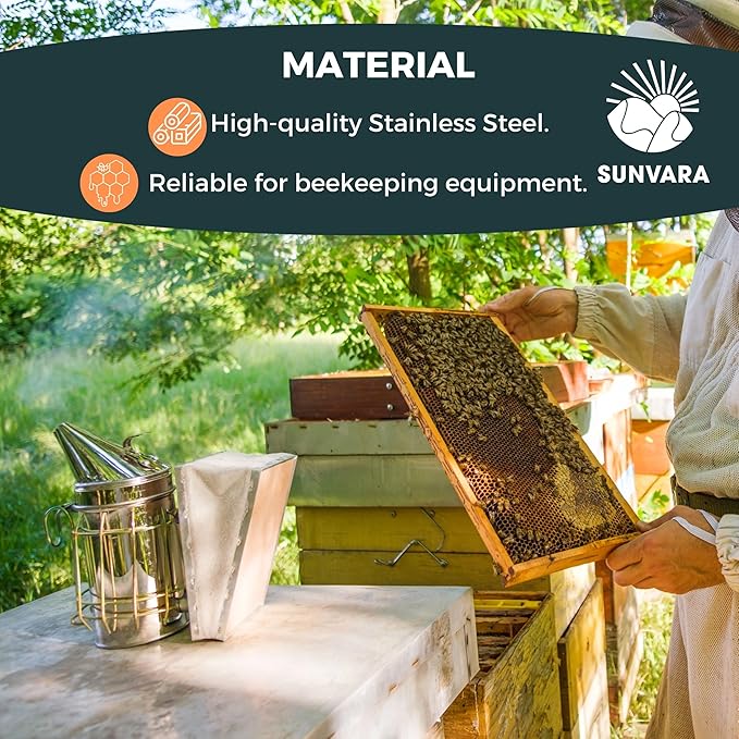 SunVara Bee Smoker Stainless Steel Heat Shield High Standard 11"