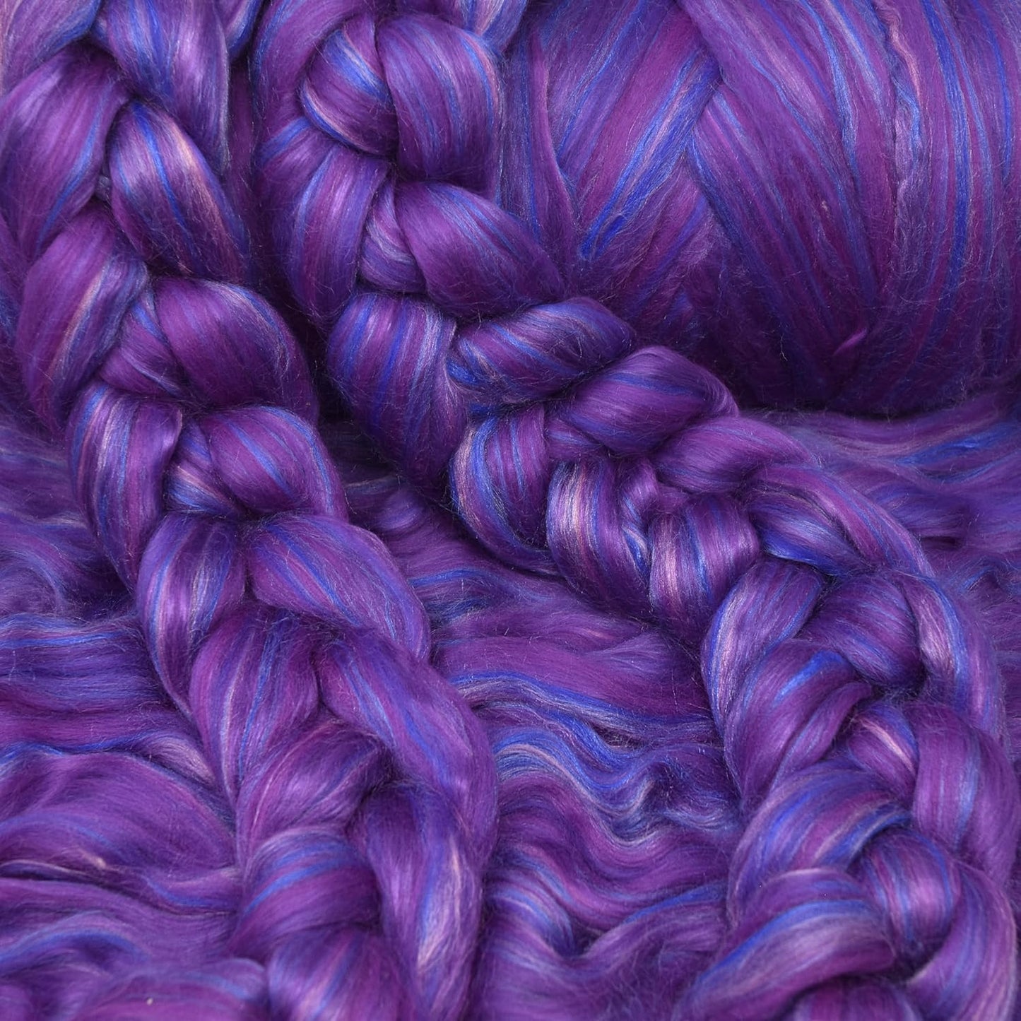 Merino Silk Luxe Tonal Designer Blend. Superfine Merino, Mulberry Silk, Tussah Silk. Top Roving for Spinning or Felting. Violet Volcano 4oz
