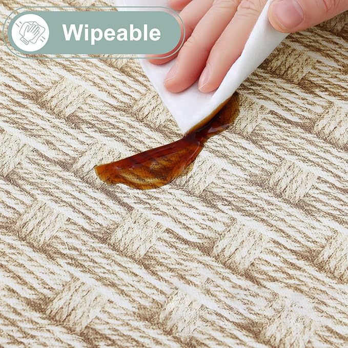 misaya Rectangle Waterproof Vinyl Table Cloth, Wipeable Tablecloth with Flannel Backing, Plastic Table Cover for Dinner, Picnic, Indoor and Outdoor (Weave, 60" x 120")