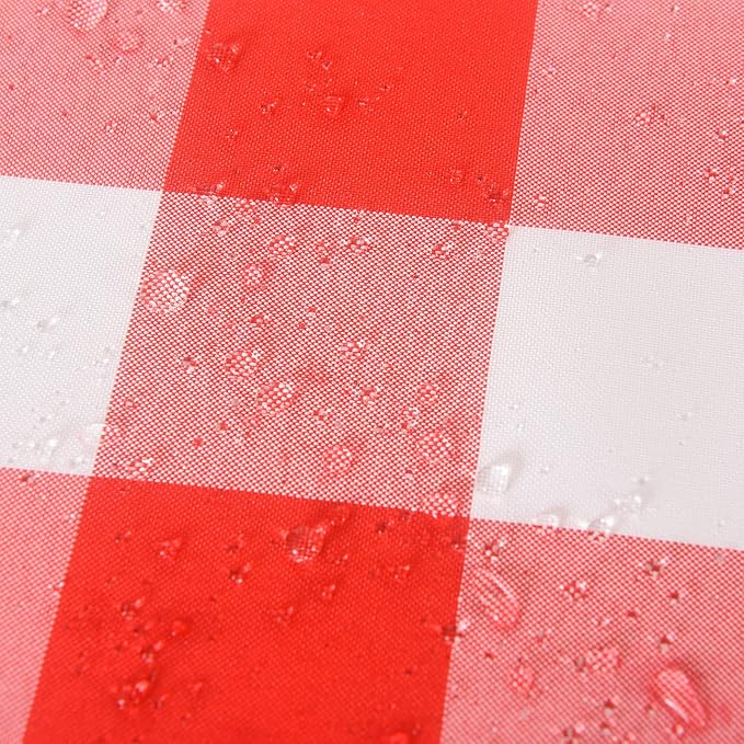Cupuamon 2 Pack Waterproof Polyester Fabic Rectangle Checkered Tablecloth，60x120 Outdoor Table Cloth，Oil Stain Prevention Table Cloth for Pinics and Parties（Red and White）