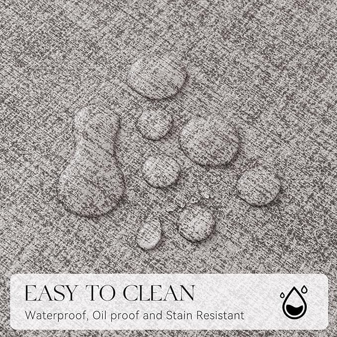 MOSAYT Placemats Set of 8, Heat Resistant Vinyl Place Mats with Coasters, Wipeable Washable 100% Waterproof Oil Proof Faux Leather Table Mats for Kitchen Dining Party Outdoor, 12" x 17", Light Grey