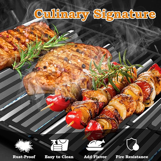 17.5 inch Grill Grates for Weber Spirit Grill Parts, Spirit 200 Series Parts E210 E215 E220 S210 S220 S215 Gas Grill Cooking Grids, Cast Iron Grill Grates Replacement for Weber 7637 64815