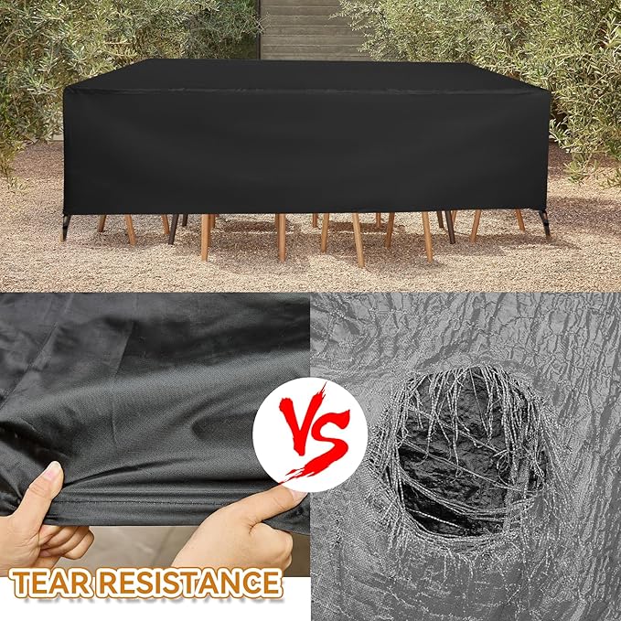 TUOKING Outdoor Furniture Covers Heavy-Duty 420D Waterproof Cover,All-Weather Patio Furniture Protector for Sofa,Chairs & Table-UV-Resistant,Anti-Tear Dustproof Covers (Black, 95"L x 64"W x 39"H)