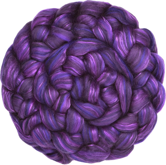 Merino Silk Luxe Tonal Designer Blend. Superfine Merino, Mulberry Silk, Tussah Silk. Top Roving for Spinning or Felting. Regal Amethyst 4oz