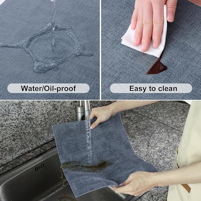 Homaxy Faux Leather Heat Resistant Placemats for Dining Table Set of 6, Waterproof Wipeable Washable PU Table Mats, Easy to Clean Anti-Slip Place Mats, 11.8" x 17", Blue
